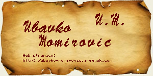 Ubavko Momirović vizit kartica